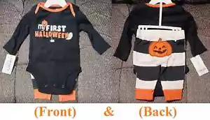 Baby Size 3 Months 2-Piece Set Carter's My First Halloween Pumpkin Spider Ghost - Picture 1 of 8
