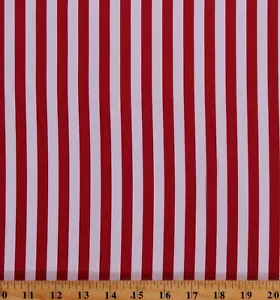 Baumwoll-Twill hellrot & weiß Streifen 60" Home Decor Stoff Meterware D248.12 - Bild 1 von 1