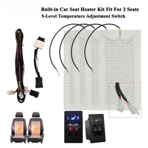 Car Seat Heater 12V Carbon Fiber Heating Pads 2 Dial 5 Level Dual Control Switch - Bild 1 von 11