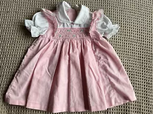 Vestido vintage años 80 niñas línea A bordado ajustado 35% CO rosa manga hinchada talla 1 año - Imagen 1 de 8