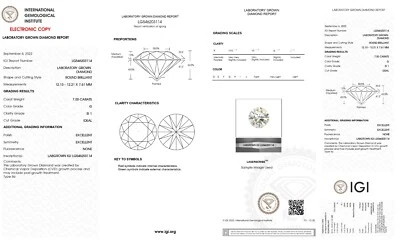 7.00 Ct ROUND Cut G Color SI1 Clarity IGI CERTIFIED LAB GROWN CVD Diamond - Image 1 of 4