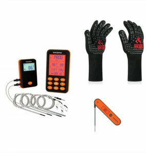 Digitales Bratenthermometer Wiederaufladbar BBQ + Grillhandschuhe Hitzebeständig - Bild 1 von 12