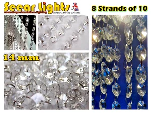 1.6m Chandelier Crystals Droplets Glass Drops 14mm Vintage Wedding Beads Garland - Picture 1 of 10