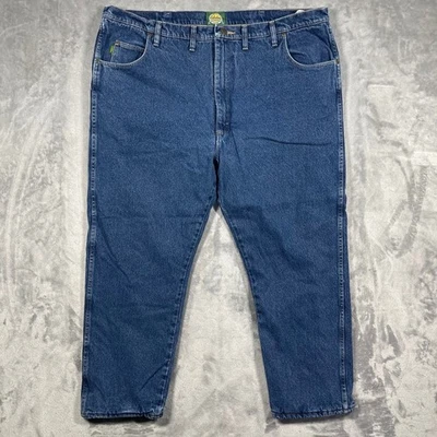 Cabelas Mens Flannel Lined Jeans 46(45)x30 Blue Denim Work Outdoor Pants - Image 1 of 4