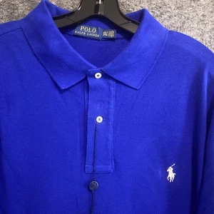 Polo Ralph Lauren Polo Shirt Men 2XLT Tall Blue Cotton Mesh Long Sleeve Pony NWT - Picture 1 of 8