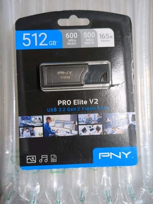 Brand New! PNY 512GB Pro Elite V2 USB 3.2 Gen 2 Flash Drive - Image 1 of 2