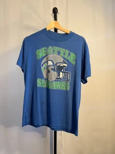 Vintage 80's Seattle Seahawks T-shirt XL Distressed Made In USA - Picture 1 of 3