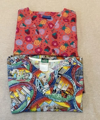 Lot Of 2 Asst Brands Size Large/XL Scrub Tops  WS Gear &Carols Scrubs - Image 1 of 4