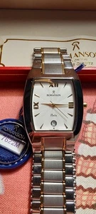 NEW +VTG SWISS ROMANSON PHIL WATCH ART DECO BARREL 23K GOLD PLATED WATCH FOR MEN - Picture 1 of 12