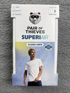 Pair of Thieves Men's 3pk SuperiAir Cotton Crewneck Undershirt - White - Small - Picture 1 of 4