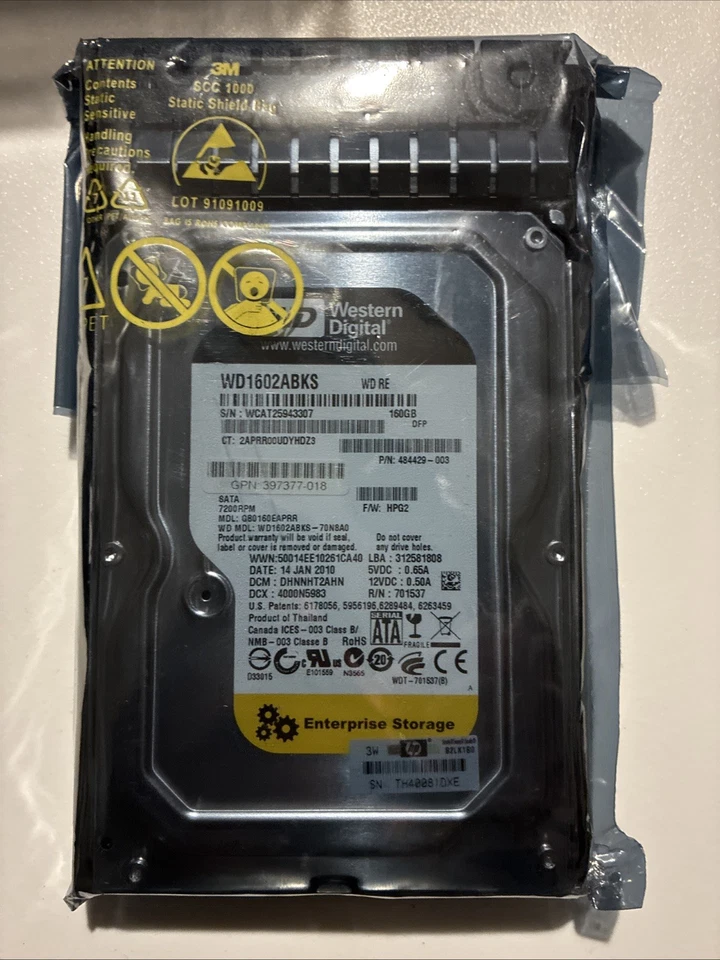 Western Digital WD1602ABKS 160GB 7200RPM 3.5" SATA 3GB/s Internal Hard Drive - Image 1 of 3