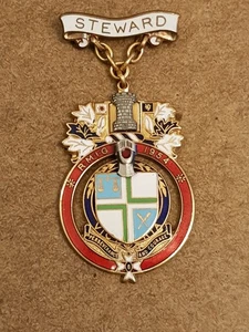 Vintage 1954 Gilt & Enamel Metal Royal Masonic Institute for Girls Steward Jewel - Picture 1 of 7