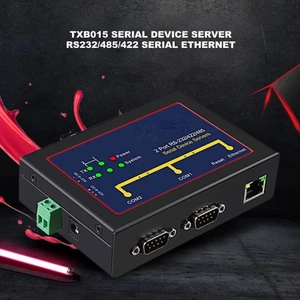 US Plug Serial Device Server Dual Port RS232 485 422 To Ethernet TCP IP 10/10 FY - Afbeelding 1 van 24
