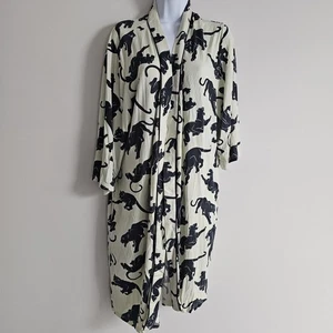 Kilo Brava Robe Womens XXXL Ivory Black Panther Print Modal Kimono Lounge Comfy - Picture 1 of 7