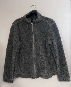 H&M Damen Jacke Full Zip Jacket Popcorn Sherpa grün silberfarben Reißverschluss - Bild 1 von 3