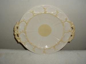 Belleek New Shell Yellow 10 1/2" Handled Cake Plate 6th Mark - Picture 1 of 2