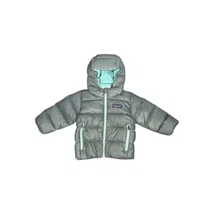 Patagonia Baby Hi-Loft Daunen Pullover Hoody gefütterte Jacke türkis aquamarin Besatz 6-12 m NEU - Bild 1 von 5