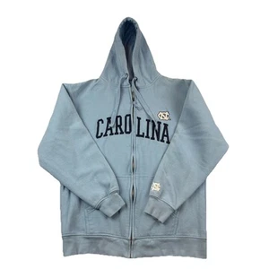 Vintage NC Tarheels Full Zip Hoodie Mens L Blue Flaw Stains - Picture 1 of 9