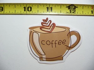HEARTS FLOATING COFFEE DECAL STICKER BEVERAGE MORNING WAKE UP FUN - Picture 1 of 1