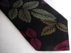 Cravatta collo COLOURS by Alexander Julian nera con foglie colorate CLIP ON - Foto 1 di 4