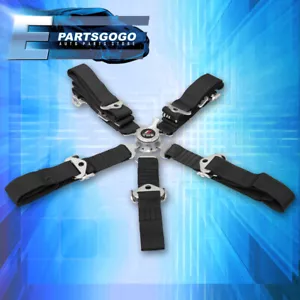 Universal 1X Black 2" 5-Point CamLock Buckle Racing Seat Belt Harness Strap Kit - Picture 1 of 3