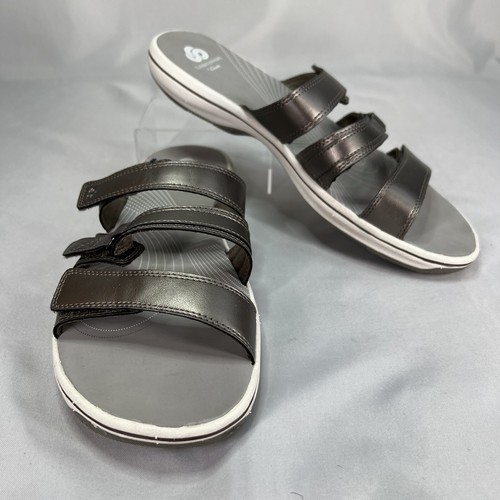 Clarks Brinkley Coast Womens Slide Sandal Silver US Size 10