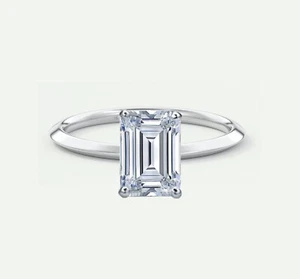 IGI F/VVS 3 Ct Emerald Lab Created Grown Diamond 18K White Gold Solitaire Ring - Picture 1 of 2