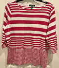 Ralph Lauren Pink and White Stripe Cotton Top Size 2X with 3/4 Sleeves
