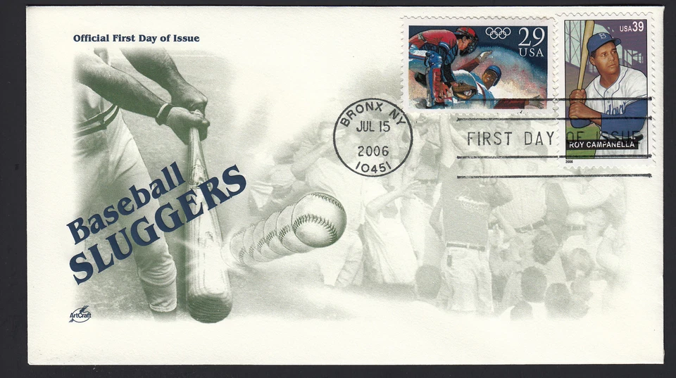 Baseball Sluggers USPS 2006 First Day Cover Roy Campanella & USA Baseball Stamps - Image 1 of 1