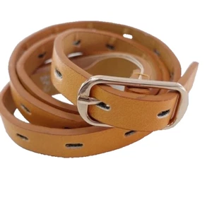 LP Blue Linea Pelle Tan Faux Leather Perforated Belt Tan Sz Small - Picture 1 of 14