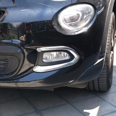 For Fiat 500X Lounge 2015-2018 Chrome Front Fog Light Cover Trims - Image 1 of 4