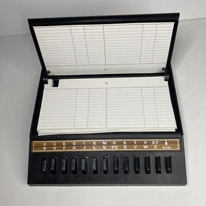 Vtg Flip Up Telephone List Finder Directory Lite Wood Grain & Black Plastic NIB - Picture 1 of 4