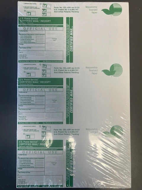 Certified Mail Forms CEL43-R Form Pack of 300