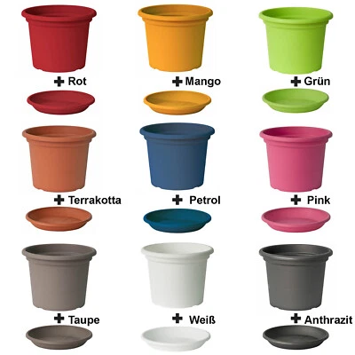 Blumentopf mit Untersetzer in rund und eckig Uebertopf Blumenkasten Blumenschale - Bild 1 von 4