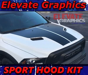 For Dodge Ram 1500 Stripes Sport Hood Graphics Racing Decals Vinyl 3M 2009-2018 - Picture 1 of 12