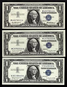US - $1.00 Silver Certificates (Set/3) - 1957/A/B - Crisp Unc. Notes - Picture 1 of 2