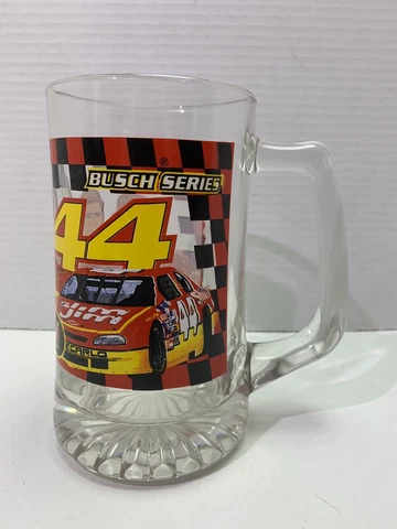 VTG 2000 Nascar #44 Slim Jim Busch Series Heavy Large Glass Beer Beverage Mug Cover