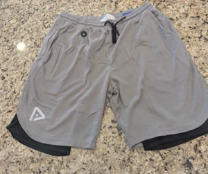 Pinkbomb 2 in 1 Running Shorts Gym Wkout Quick Dry Shorts with Phone pkt XL gry - Picture 1 of 15