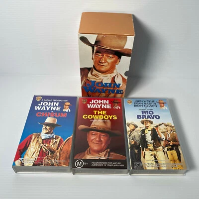 John Wayne  VHSx3 Box Set: Rio Bravo, Chisum, The Cowboys - Image 1 of 3