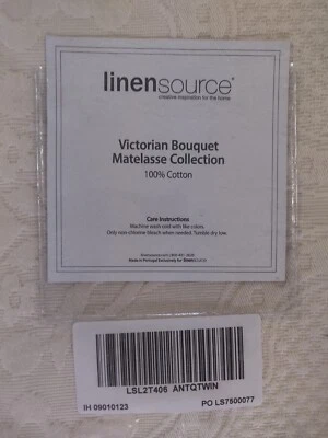 Colcha cubrecama matelasse ramo victoriano doble fuente de lino 100 % cabaña 68x94 Foto 1 de 3