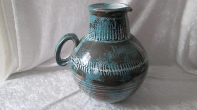 Ancienne cruche poterie vernissée terre cuite Yvon Roy Montgolfier Pièce Unique - Photo 1/4