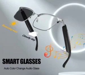 Smart Wireless Bluetooth UV Photochromic Touch-Control HiFi Audio Glasses Unisex - Picture 1 of 20