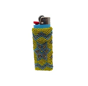 Beaded Lighter Case / Cover  Handmade Star & Zig Zag Pattern - Picture 1 of 2