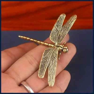 Vintage Brass Dragonfly Figurine Antique Design Style Home & Office Desk Decor - Picture 1 of 24