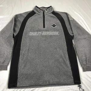 Harley Davidson Shirt Mens L 1/4 Zip Long Sleeve Fleece Gray Grey Genuine HD - Picture 1 of 10