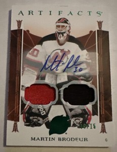 2022-23 UPPER DECK ARTIFACTS MARTIN BRODEUR #168 COLOR DUAL PATCH AUTO 9/15 NHL