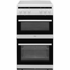Amica AFC5100WH 50cm Electric Double Oven Cooker with 4 Heating Zones Ceramic Hob - White