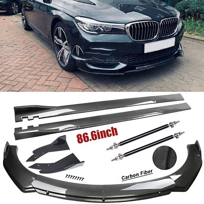 For 5 7 Series E60 F10 F07 Fiber Front Bumper Lip Spoiler 86.6" Side Skirt Kit - Изображение 1 из 4