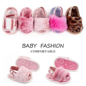 Newborn Baby Boy Girl Fur Leather Sandal Shoes Soft for Summer - Picture 1 of 7