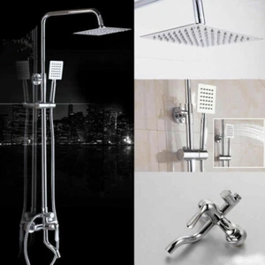 Chrome 8" Rainfall Wall Mount Shower Faucet Set Hand Shower Tub Filler Mixer Tap - Picture 1 of 10